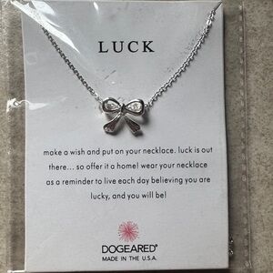 Dogeared Silver Bow Luck Necklace